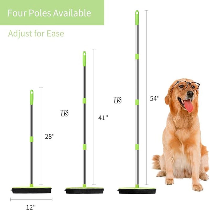 MEIBEI Pet Hair Removal Broom with Squeegee -53", Long Handle Soft Bristle Rubber Broom, Ideal for Remove Fur from Carpets, Rugs, Hardwood and Linoleum - Image 5